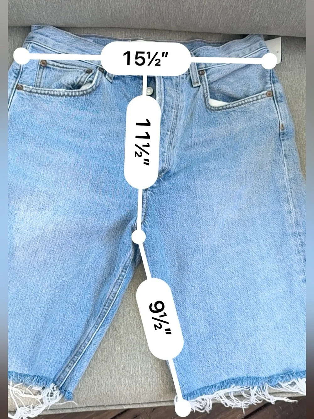 AGOLDE 90βs long shorts Bermuda 27 denim light wash - Picture 4 of 11